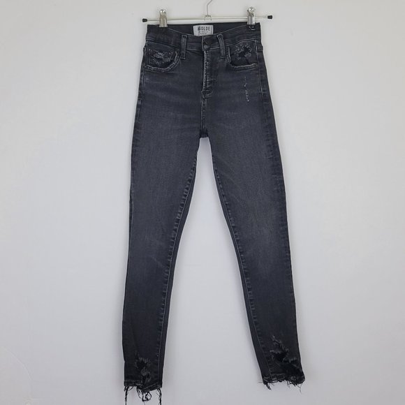 AgoldE Sophie High Rise Skinny Crop Destroyed Hem in Temple Gray Black - Picture 3 of 12